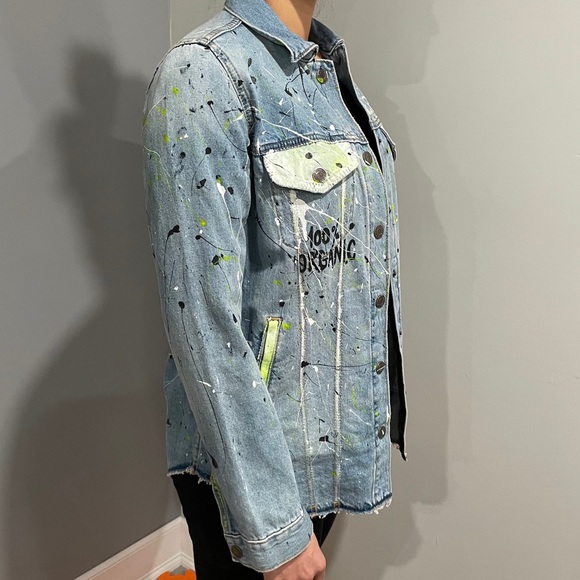 Original HAND PAINTED denim shirt jacket - Picture 5 of 13